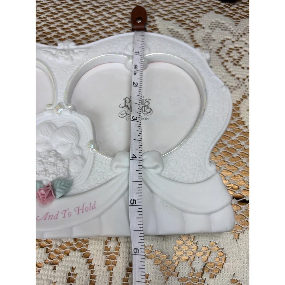 VTG Precious Moments Enesco Porcelain Double Heart Photo Frame To Have And Hold